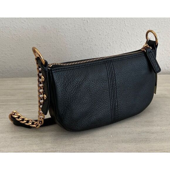 Fossil Jolie Black Gold Mini Bag Crossbody Purse Soft Genuine Leather - Picture 13 of 13